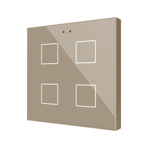 Flat 4 v2. Glass capacitive push button - 4 buttons - Champagne