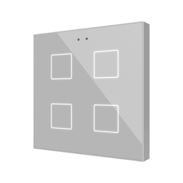 Flat RGB 4. Glass capacitive push button - 4 buttons - Silver