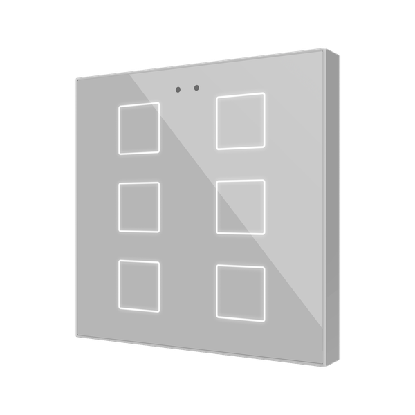 Flat RGB 6. Glass capacitive push button - 6 buttons - Silver