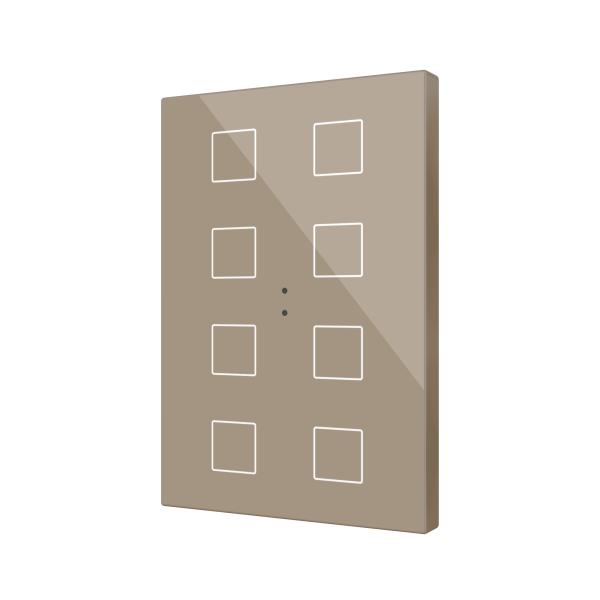 Flat XL X8. Glass capacitive push button - 8 buttons - Champagne