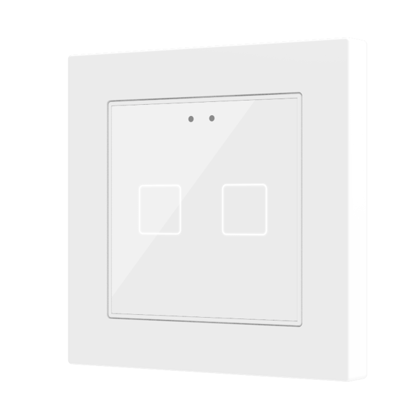 Flat 55 X2 v2. Glass capacitive push button 55x55 - 2 buttons - White (ZS55 frame not included)