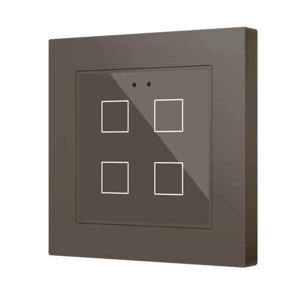 Flat RGB 55 X4. Glass capacitive push button 55x55 - 4 buttons - Mocha (ZS55 frame not included)