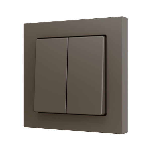 ZS55. Double Soft push button for 4 binary inputs 55x55 mm - Mocha