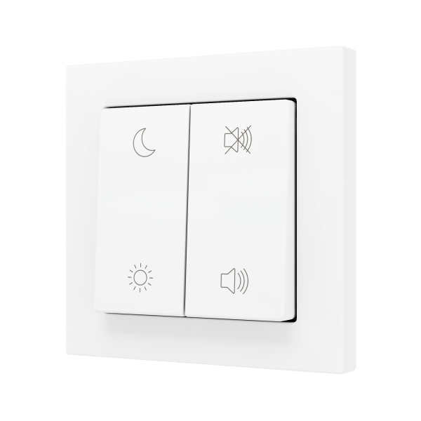 ZS55. Double Soft push button for 4 binary inputs 55x55 mm - Matt white - Custom. Minimum 100 units per design