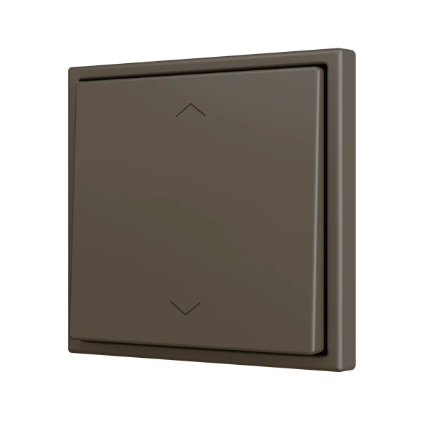 ZS70. Simple Soft push button for 2 binary inputs 70x70 mm - Shutter icon - Mocha