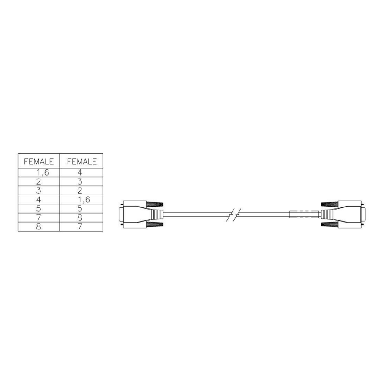 Cable, Data, DB9(F) to DB9(F), null modem