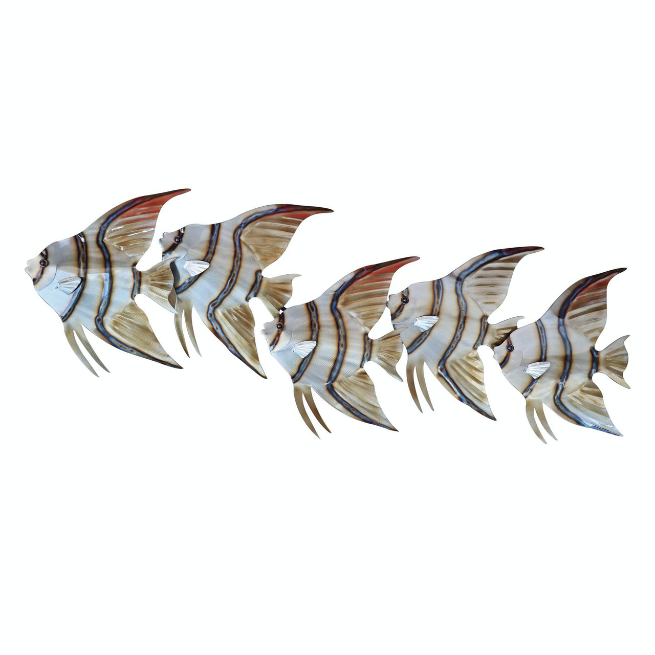 Décor Mural En Métal "École De Poissons-anges Bleus", 71 Cm De Long - Neuf, Style Contemporain