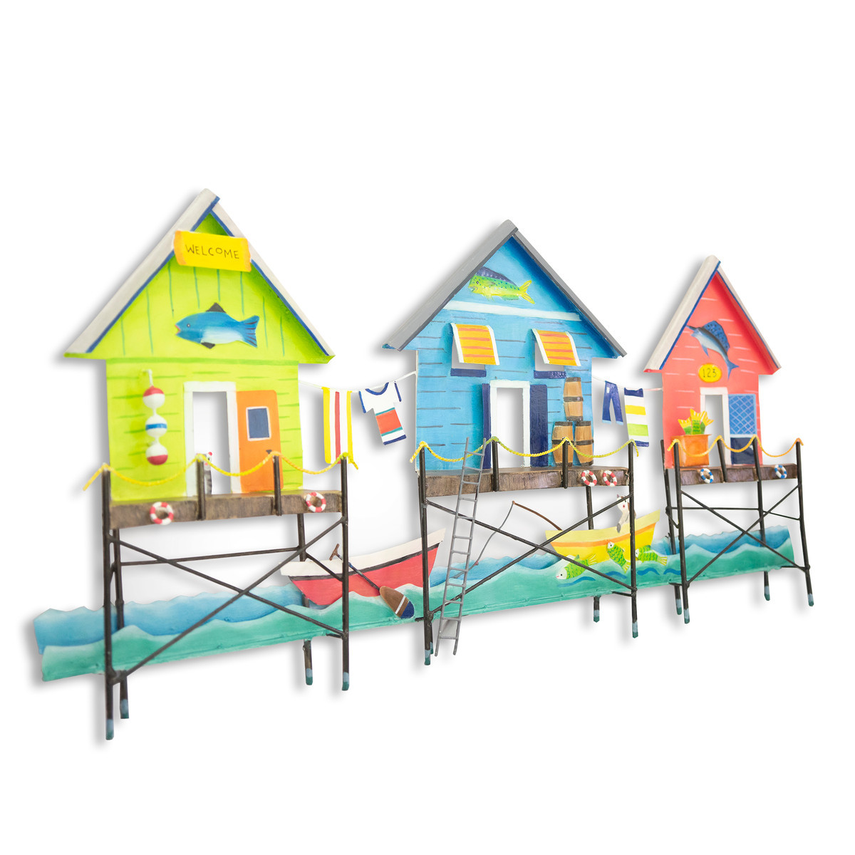 CABANA SEA VILLAGE METAL WALL ART OS405 Coastal Wall Art