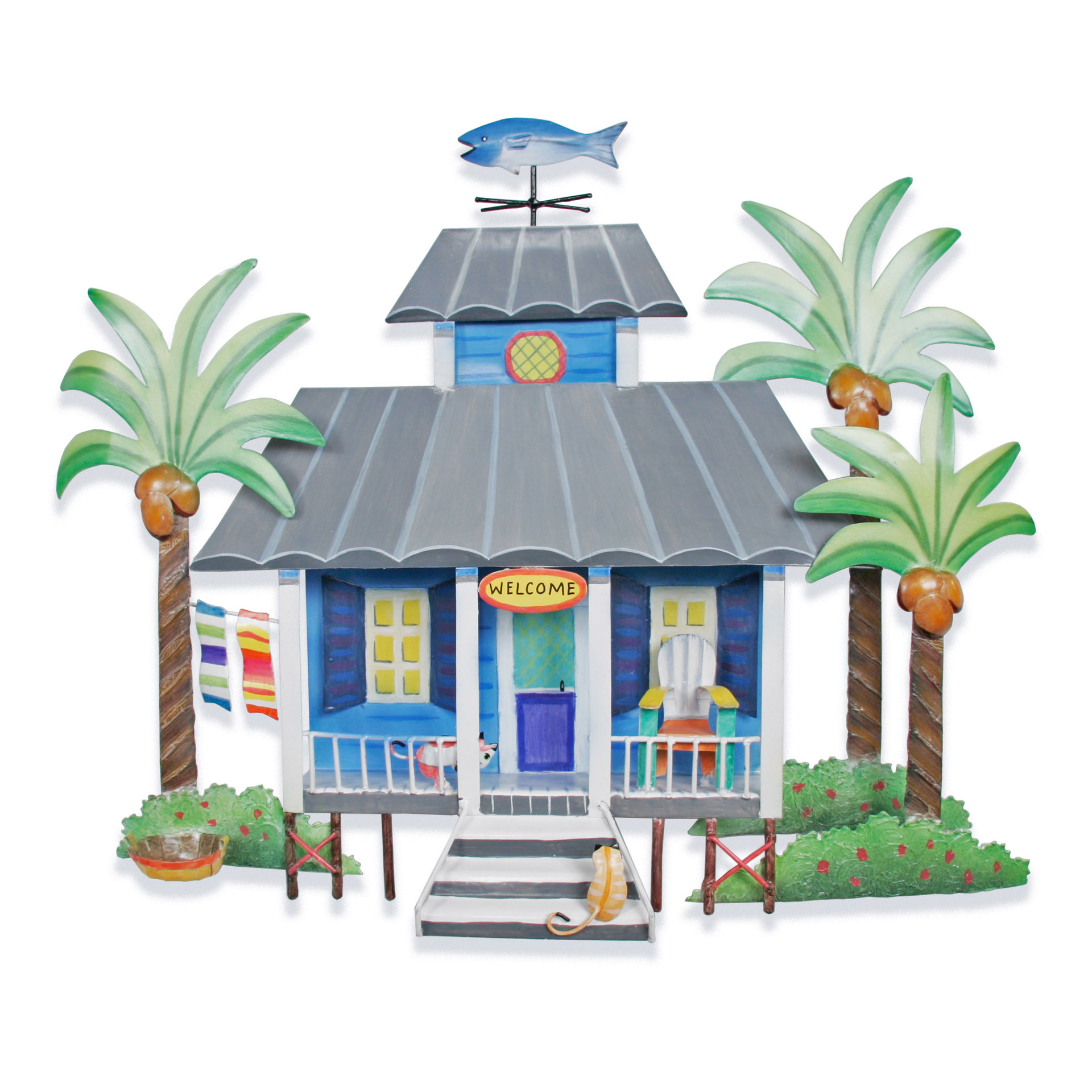 Caribbean Village Metal Wall Sculpture