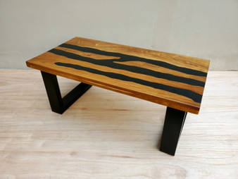 Coffee Table Wood and Black Resin CTF-01-BS