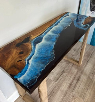 Beach Console Epoxy Table 48"Lx16"Wx40"T