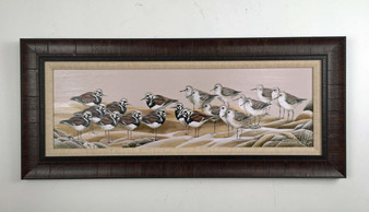 Sandpipers Meeting!  Large Framed Artwork 42.5" x 19"