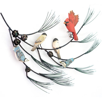 Pine Branch Bird Refuge Metal Wall Art CW721