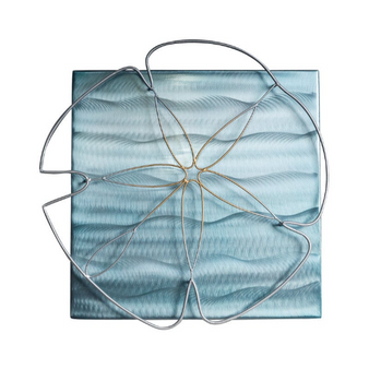 Sand Dollar on Blue Ocean Background, Metal Wall Sculpture MM317