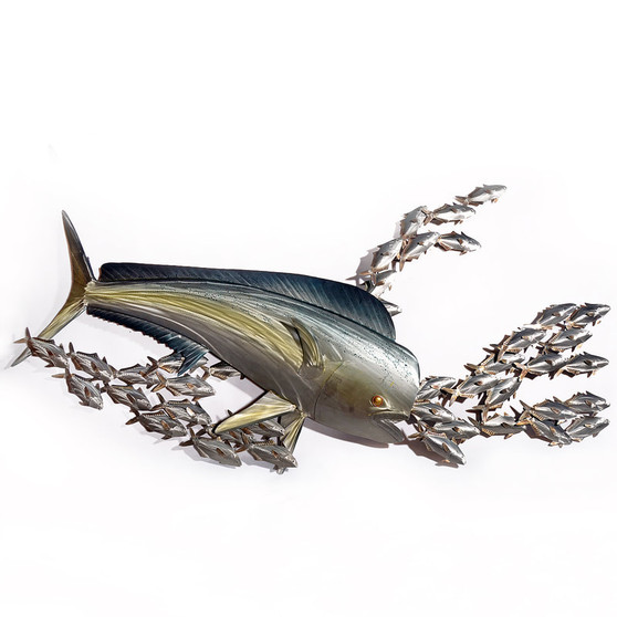 Attack Mahi Mahi Devouring School of Sardines Wall Sculpture- MM201