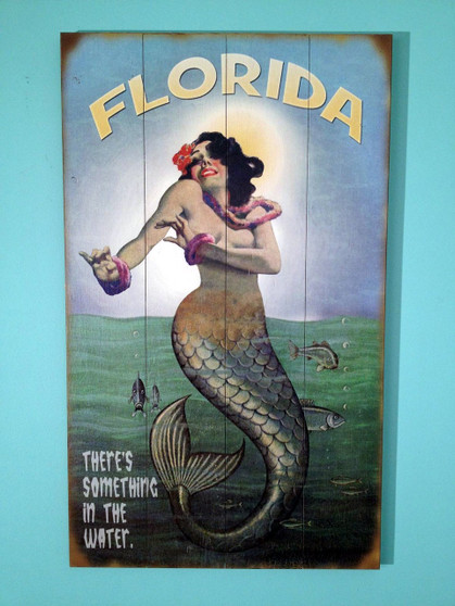 50's Vintage Wooden Mermaid Sign