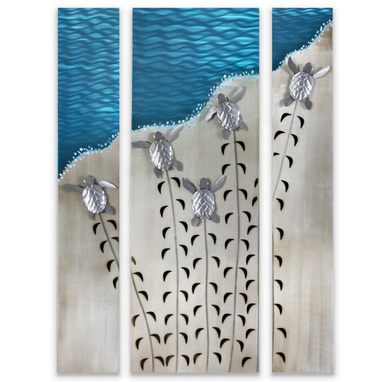 Baby Sea Turtles Making Tracks Metal Wall Art MM321