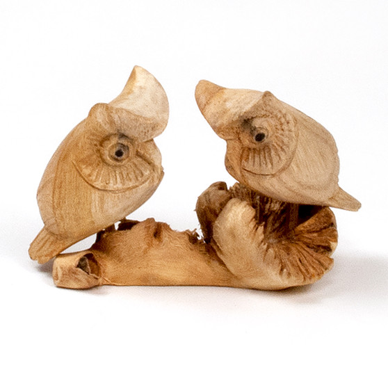 Hand Carved Wood Owls B188