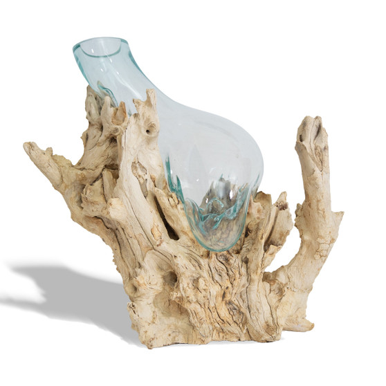Large Bleach Root with Glass Vase - G131B