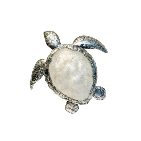 Capiz Turtle Silver Metal Wall Art P022