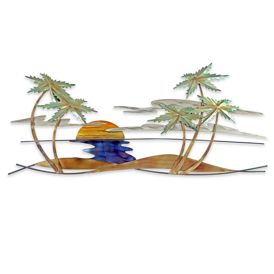 Swaying Tropical Palm Scene - Metal Wall Art CO141