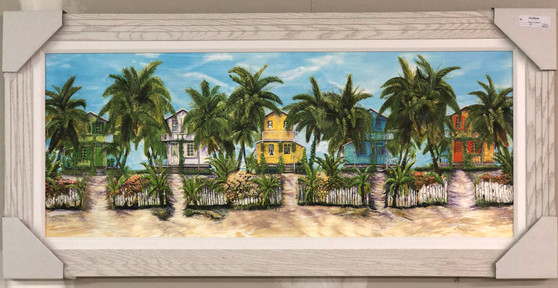 Caribbean Village Painting 40" X 16"