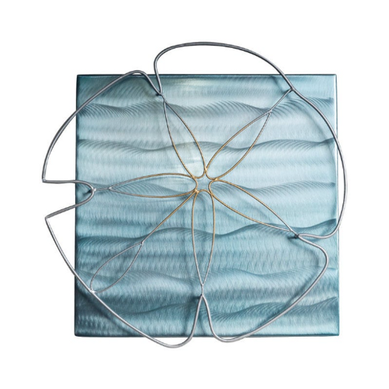 Sand Dollar on Blue Ocean Background, Metal Wall Sculpture MM317