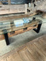 Reclaimed Teak Post in Black Metal Base w/Glass Top FST004