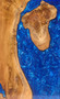 Teak Root & Blue Pearl Resin Glass Top Table FST009