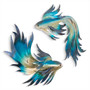 Fighting Fish Swim Left Metal Wall Art - CO179L