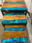 Nesting Tables Set of 3 Blue Shell Resin
