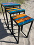 Nesting Tables Set of 3 Blue Shell Resin