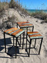 Set of 3 Nesting Tables Wood & Crushed Glass