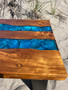 Coffee Table Teak Wood and Blue Shell in Resin CTF-01-BSR