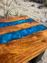 Coffee Table Teak Wood and Blue Shell in Resin CTF-01-BSR