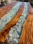 Console Table Teak with Crushed Glass