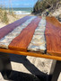 Console Table Teak with Crushed Glass