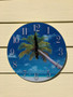 Glass Clock Palm Tree 