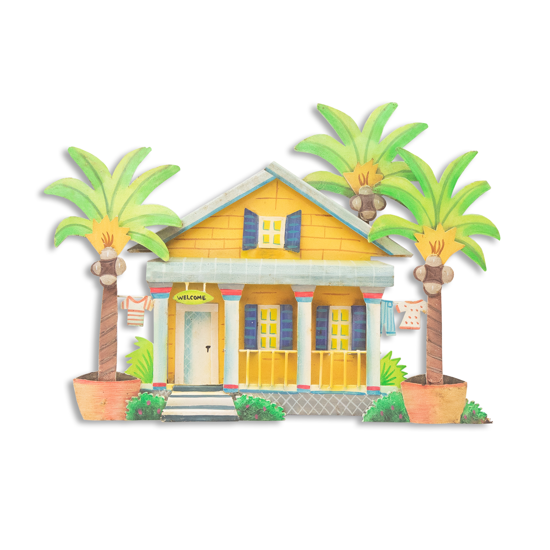 Sculpture Murale Métal Thème Tropical - Décoration Maison île