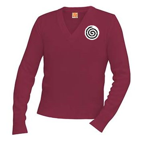 A+ V-Neck Pullover 6500 WINE with Logo