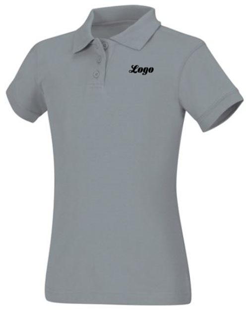 PO Classroom Gray Female Short Sleeve Pique Polo with Logo