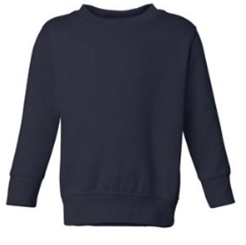 Navy Rabbit Skins Crew Neck Sweatshirt WITH St. Ignatius PreSchool Logo
7.5 oz., 60/40 cotton/polyester
Coverstitched collar, shoulders, armholes ribbed cuffs and waistband
White is sewn with 100% cotton thread
CPSIA Compliant - tracking label in side seam