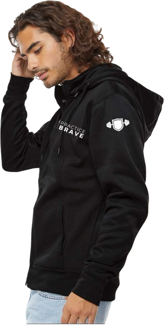 Practice Brave Poly-Tech Full-Zip Hooded Sweatshirt with Logo