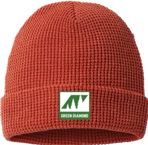 Green Diamond Richardson Waffle Cuffed Beanie with Embroidered Logo