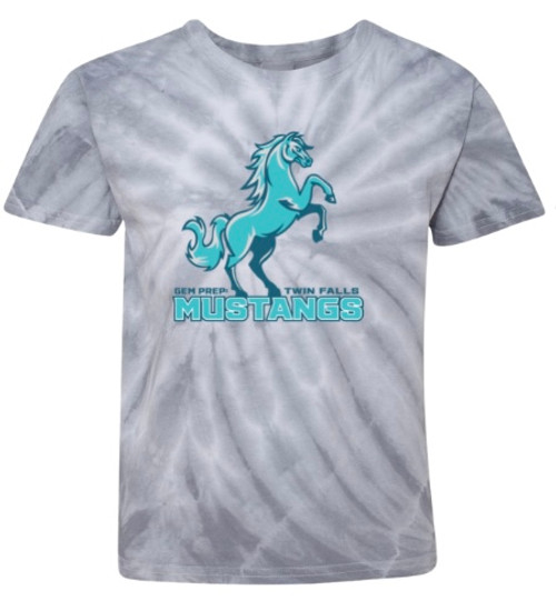 Gem Cyclone Vat-Dyed Pinwheel Short Sleeve T-Shirt with Mustangs Logo