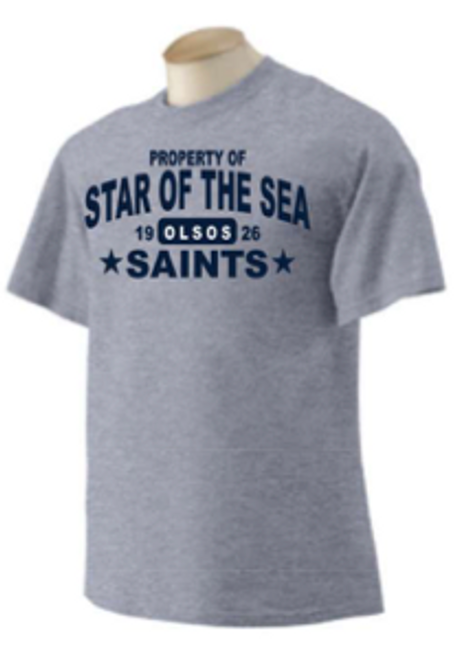 Spirit Tee with Saints Logo Grey