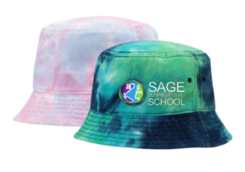 Sage Tie-Dyed Bucket Cap with  Embroidered Logo