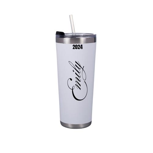 Senior Gift Straw Top Water Bottle with Customized Engraving