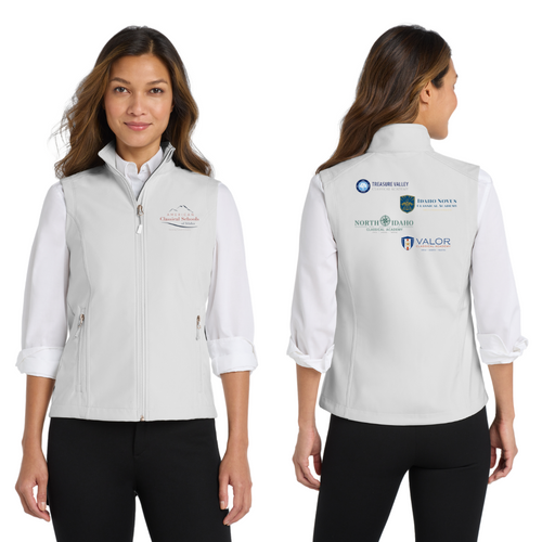 American Classical Schools of Idaho Core Soft Shell Vest with Embroidered Logo on Left Chest and Back 