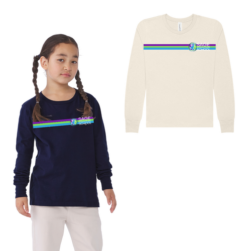 Sage Jersey Tee Long Sleeve with Screen Printed Stripe Logo